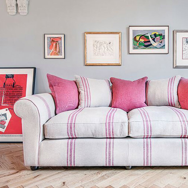 Lewes 3 Seater Sofa in Walloon Stripe Red